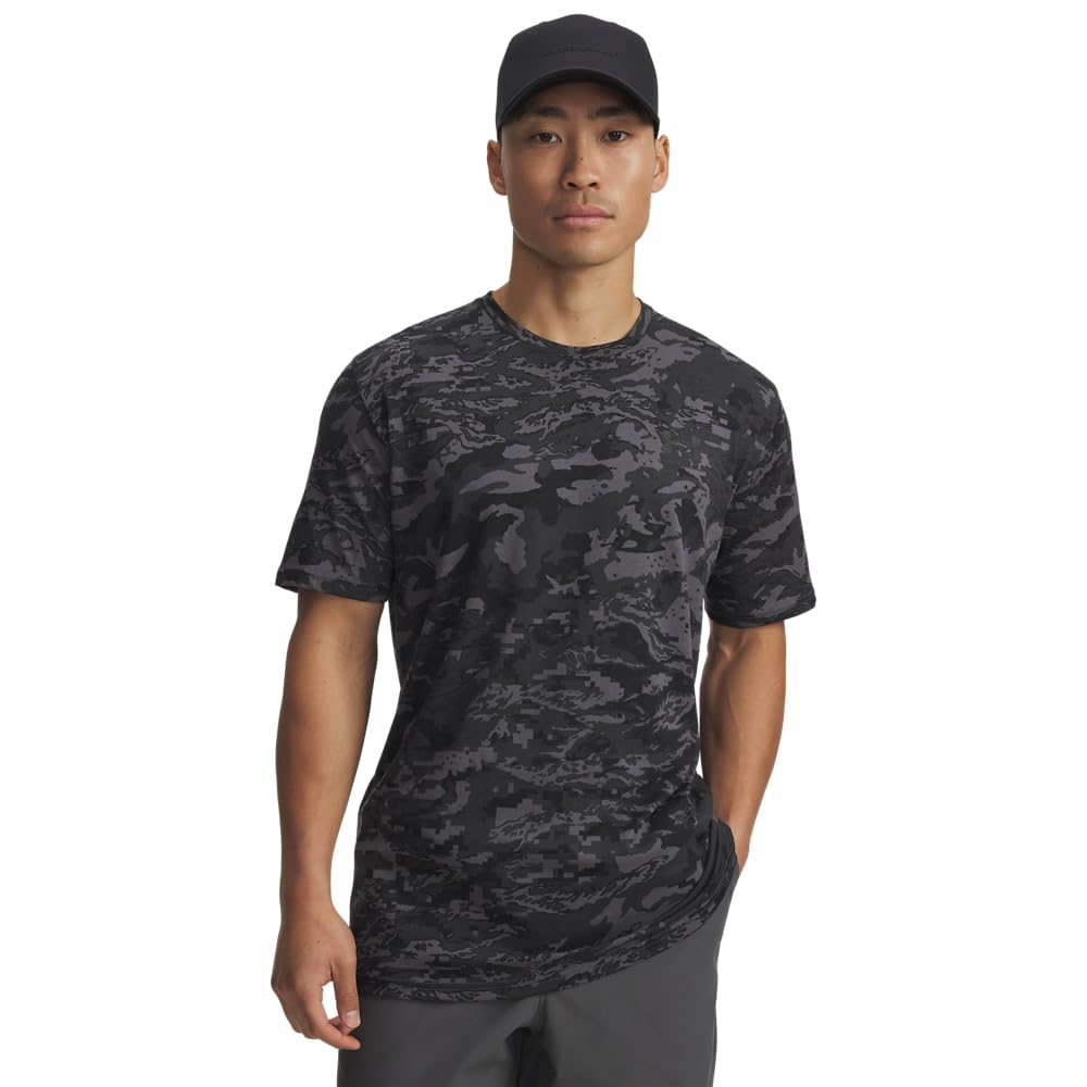 Under Armour Men's ABC Camo Short Sleeve, Fast-Drying Men's T-Shirt, Comfortable Activewear Top for Training, Athletics and Casual Wear,Castlerock / / Black,MD