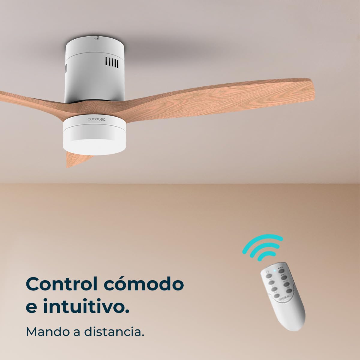 Cecotec Ventilador de Techo con Luz LED Energysilence Aero 5600 Classic. 40W, Motor DC, Diámetro 132 cm, Lámpara Led 18W, Temporizador, 6 Velocidades, Mando A Distancia, Función Verano/Invierno