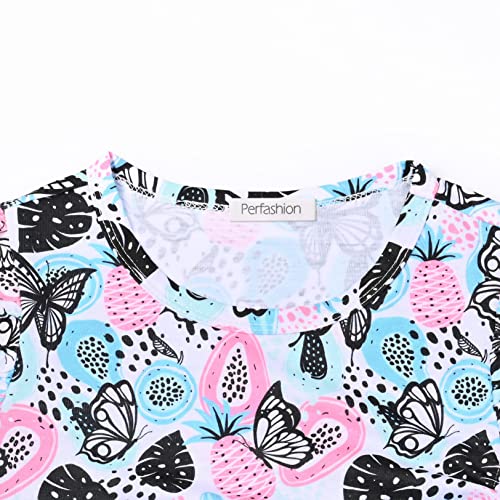 Image of Perfashion Girls Flutter /Long Sleeve Cotton T-Shirts Side Drawstring Tunic Blouse Round Neck Casual Tops for 4-13Years