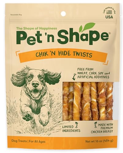 Pet 'n Shape Chik 'n Hide Twists – Chicken Wrapped Rawhide Natural Dog Treats, Small, 16 oz