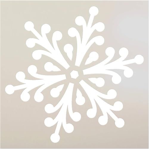StudioR12 - Plantilla de copo de nieve Arte de invierno con joyas Plantilla Mylar reutilizable Pintura, tiza, medios mixtos Uso para diario,