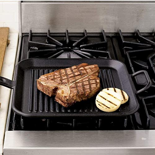 Lodge Bold 12 Inch Seasoned Cast Iron Grill Pan; Design-Forward Cookware #TOP3