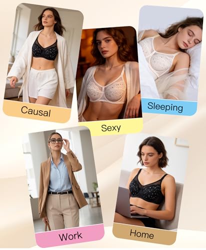Image of Minimizer Bras for Women Full Coverage Lace Unlined Underwire Bras