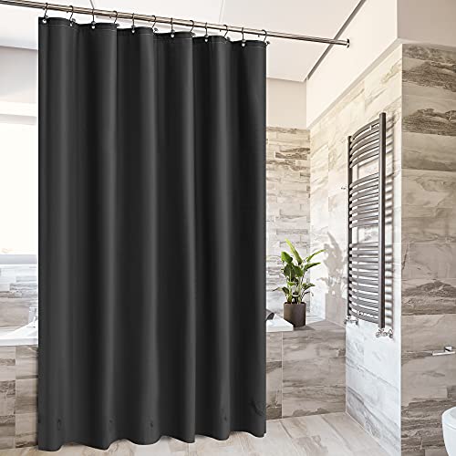 Image of Barossa Design Black Shower Curtain Liner with 6 Magnets - Waterproof Heavy Duty PEVA Shower Liner for Bathroom, 72 inch x 72 inch Standard Size, PVC Free, Metal Grommets - Black, 72x72