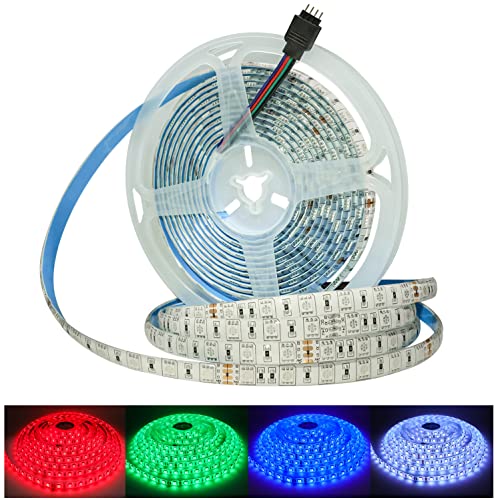 Tesfish 5m DC 24V 5050 RGB Striscia LED Impermeabile IP65 300 LED SMD 5050 Striscia LED