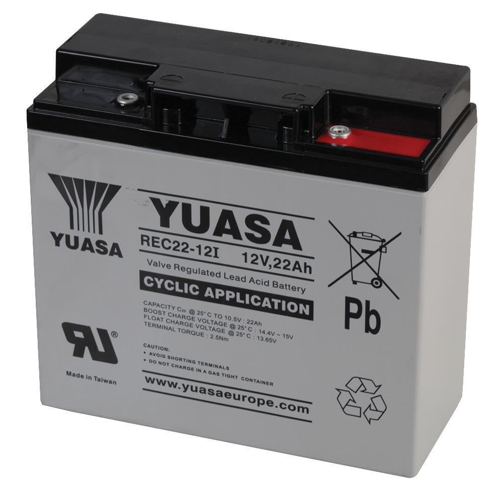batteria di ricambio YUASA per illuminazione di emergenza, impianti di allarme 12V 22Ah resistente ai cicli