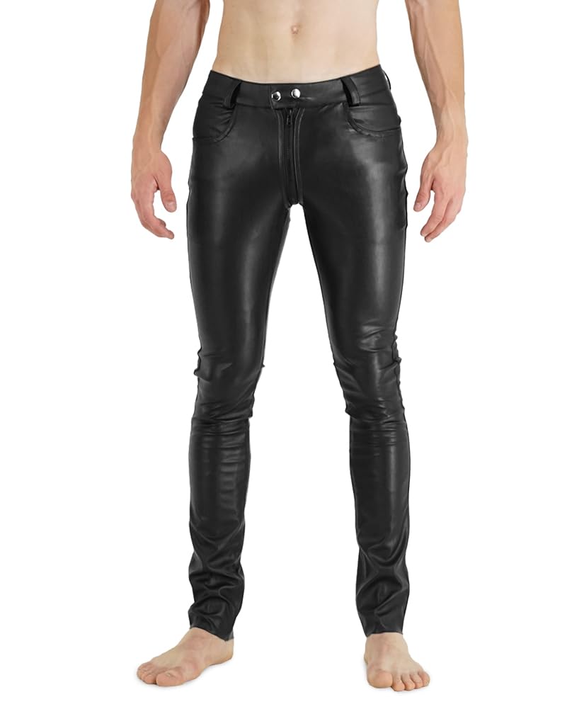Bockle® Faux New Gay-Zip Imitation Faux Leatherette Leather Pants