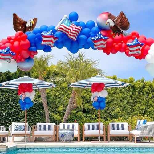 USA-Balloons 4th of July 12PCS Patriotic Eagle Balloons Red White Blue USA Foil Decor Fourth of July Veterans Day Election Birthday Party Supplies