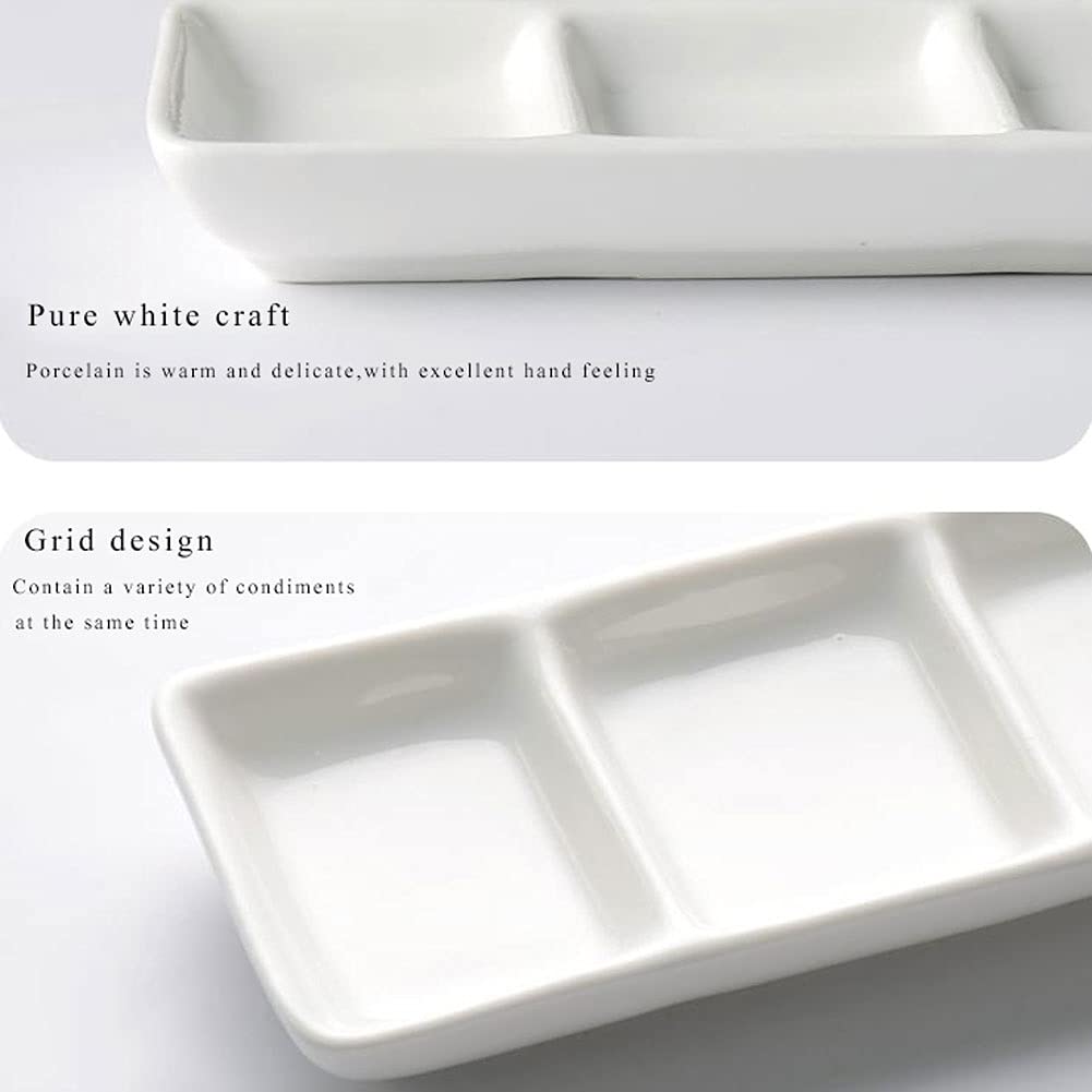 Set 3 Ciotoline In Ceramica Per Salsa, Sushi E Condimenti - Piattini Bianchi, Semplici E Versatili - Uso Casa E Ristorante