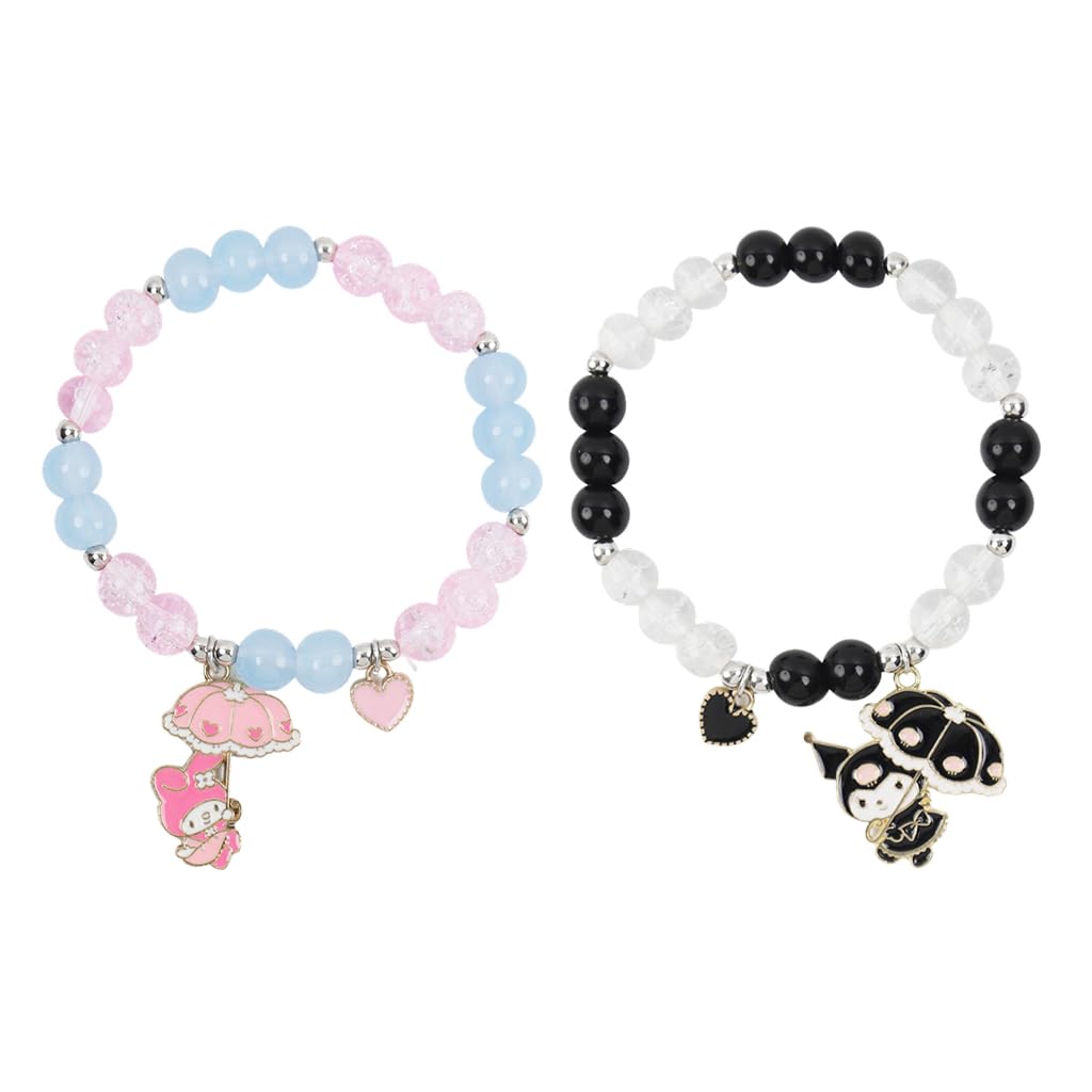 SANNIDHI® Friendship Bracelet for Girls Women Kuromi Sanrio Crystal Beads Bracelet for Couples Matching Bracelets Cute BFF Best Friend Bracelet Birthday Gift for Kids Girls, Friend, Sister - 2 Pcs