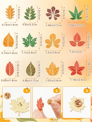 Image of JUNEBRUSHS 28PCS Fall Leave Enamel Pins Cute Maple Leave Brooch Pins for Fall Thanksgiving Theme Birthday Party Classroom Favor Supplies Exchange Gift Clothes Hat Accessories