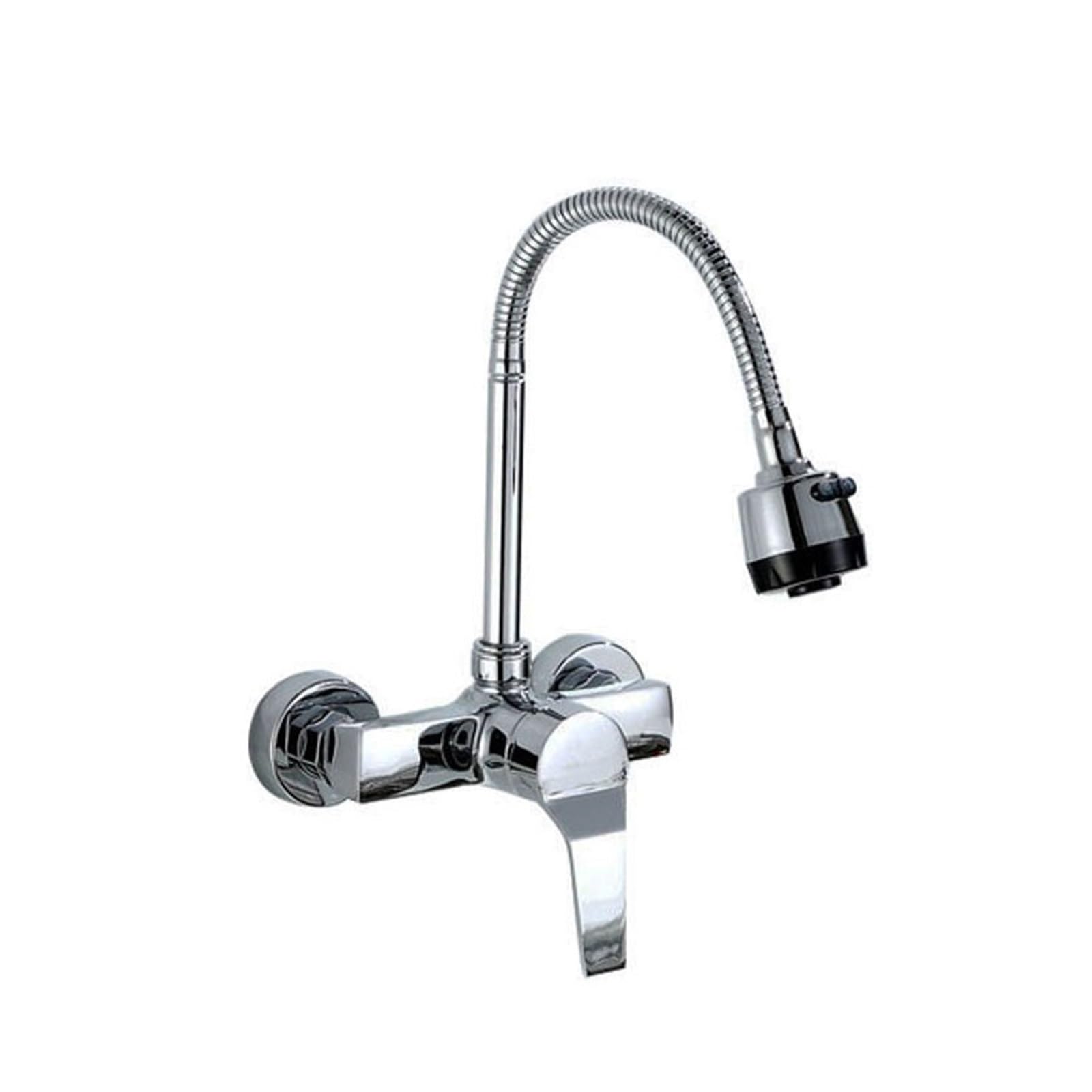 ZQFHSX Kitchen Sink Faucet, Wall Mounted Dual Handle Touch On Mixer Faucet 360 Swivel Spout Hot Cold Multi h(Cromo)