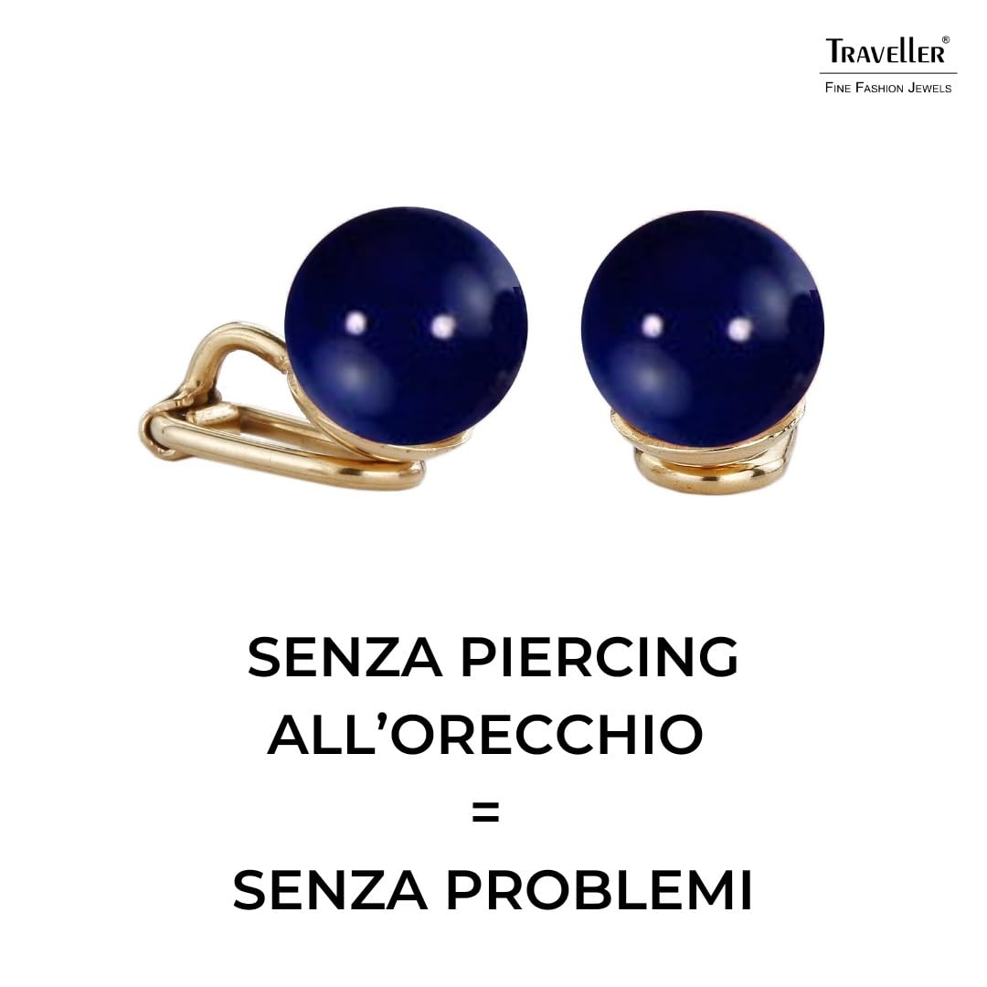 Traveller Orecchini a clip - Perla 12mm blu suro - placcati oro 22 carati - 112307