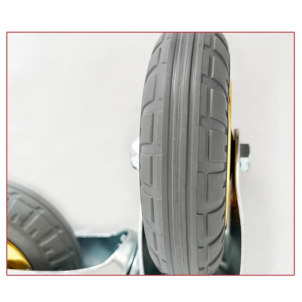 Gerrit 125mm Ruote con M12 Perno Filettato Estesa, Set di 4 Ruota Girevole Silenziosa in Gomma Piena con Freno, Ruota per Carrello Industriale di Fascia Alta per Carichi Medi