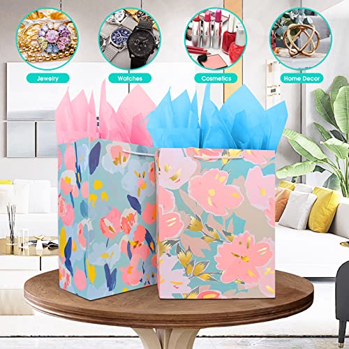Gift-bag-for-Women-Girl-HerLarge-Gift-Bag-with-Tissue-PaperElegant-Birthday-Gift-Bag-with-Flower-Foil-Gold-MarkingBig-Gift-Bag-Birthday-Gift-Wrap-BagBirthday-Bag-Present-Bag-for-Birthdays-Mothers
