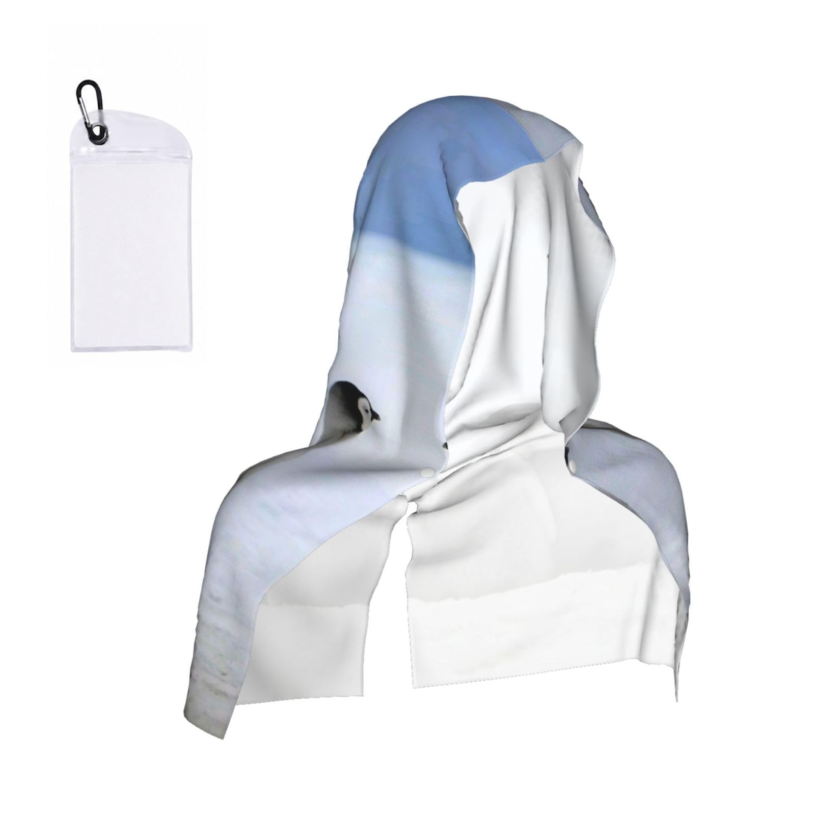 ESNAIUVCD Young Penguins With Snow Print Multifunctional Cooling Hoodie Bandana Portable Sweat Absorbing Design For Beach Workouts Exercise Heat Relief Accessories