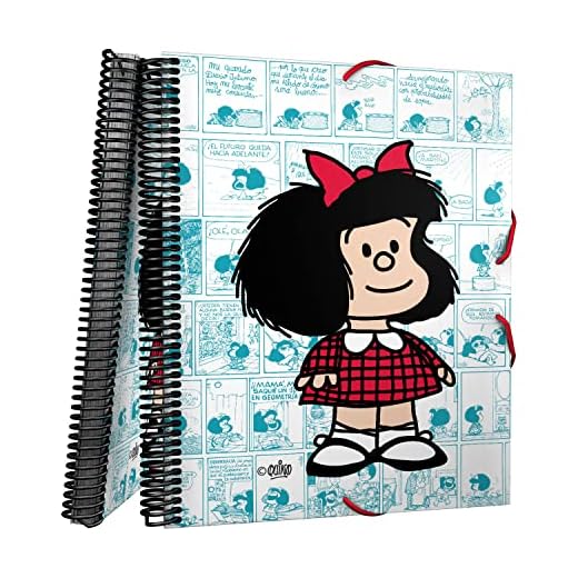 Grafoplás | Carpeta Fundas Plástico | A4 | 30 Forros Transparentes | Con Espiral | Tapas Flexibles | Mafalda Viñetas