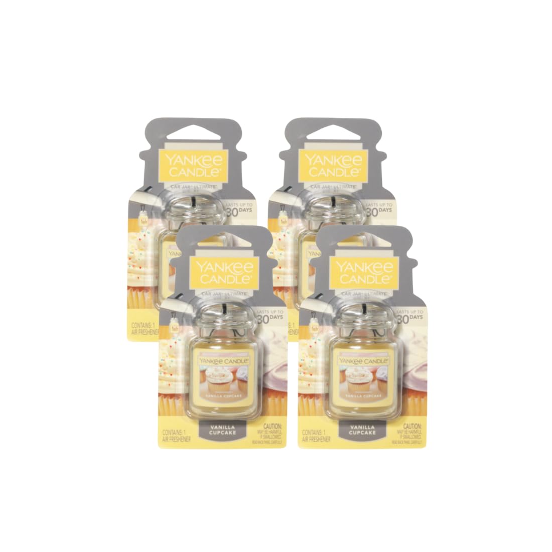 Yankee Candle Car Jar Ultimate, Vanilla Cupcake, 0.96 OZ (Pack of 4)