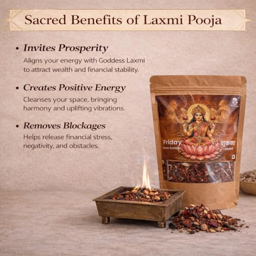 Image of Ritualistic Shukravar Lakshmi Shakti Rasa Hawan Samagri (350g) | Tulsi, White Rose, Sesame & Elaichi | Friday Puja Pack | Pure Natural Havan Samagri for Lakshmi Puja, Vaibhav Lakshmi Vrat & Diwali