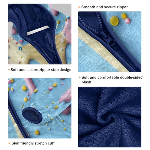 Dripping Colors with Sprinkles Toddler Fleece Jacket Girl Boys Hooded Fleece Jacket Coat Warm Outwear Zip-up 3-10T3