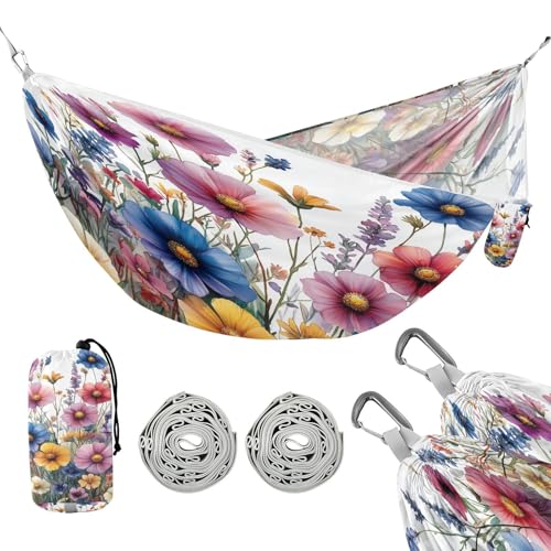 ATTX Watercolor Garden Camping Hammock - Lightweight & Portable Hammocks, Heavy Duty 330lbs Capacity for Indoor, Hiking, Backpacking, Travel, Backyard, Beach#47
