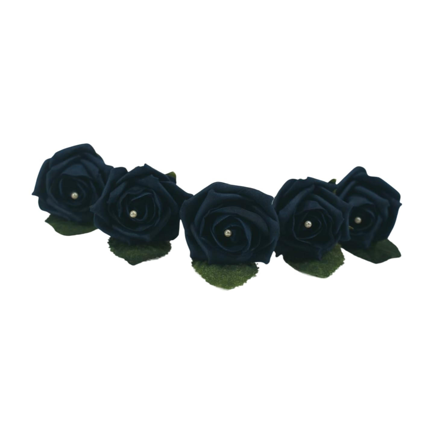Shimmer-hj 5 Navy Handmade Rose Buttonholes with Pearl - Artificial Flower Boutonniere & Corsage for Weddings, Proms, Bride, Groom, Bridesmaid & Guests — image 1