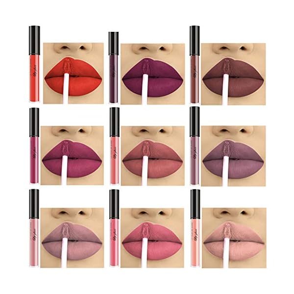 BestLand 10pcs/Set Matte Lipstick Lip Kit, Velvety Liquid Lipstick Waterproof Long Lasting Durable Nude Lip Gloss Beauty Cosmetics Gift Box Makeup Set Kit (10 Piece Set)