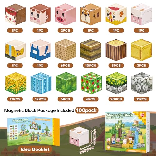 Gryxpox Magnetische Bausteine 100 Teile - Kreative Pixel-Style Blöcke für Kinder 3 4 5 6 7 8 Jahre - Lernspielzeug STEM… – Ansicht 3