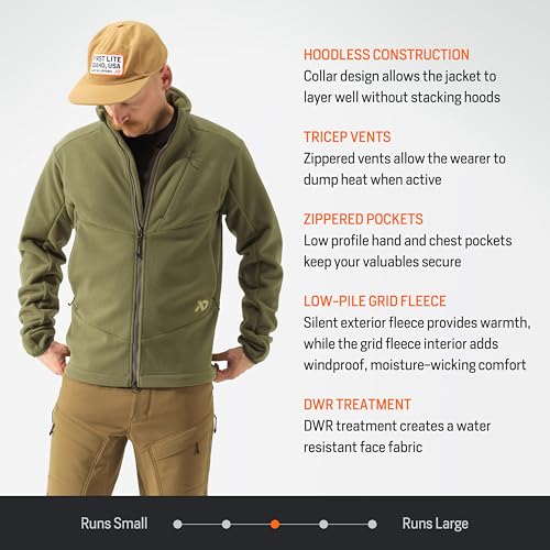 Image of First Lite Men's Challis Fleece - Windproof Soft Shell Camo Hunting Jacket, Hoodless Thermal Layer Hunting Gear For Men