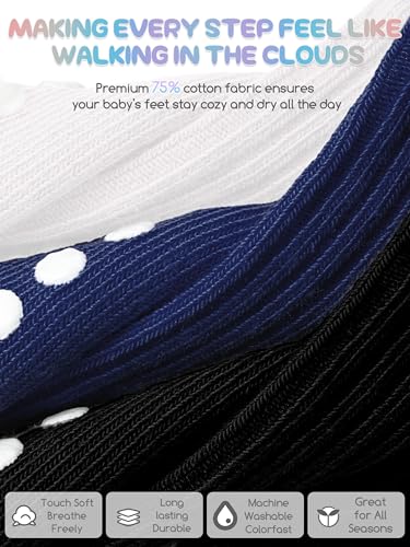 Image of Baby Toddler Girls Socks Grip Ruffle Non Slip Kids Cotton 12 Pack Socks