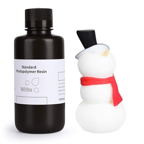 ELEGOO Resina de impresora 3D de 405 nm, curado UV, resina de fotopolímero estándar 2.0 para impresión LCD 3D, alta precisión, bajo olor, blanco,