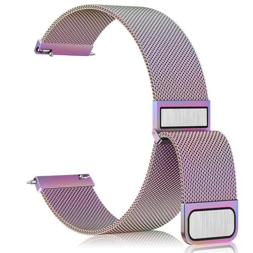 Vanjua 22mm Watch Band for Women Men, 22mm Quick Release Stainless Steel Metal Mesh Loop Adjustable Magnetic Replacement Wristbands Straps Bands