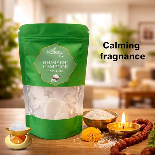 Image of Bhimseni Camphor 100g | High Purity 100% Kapur | Lab Tested | Pooja, Hawan, Aarti, Meditation & Aromatherapy | Electric Camphor Diffuser & Dhoop Burner Use