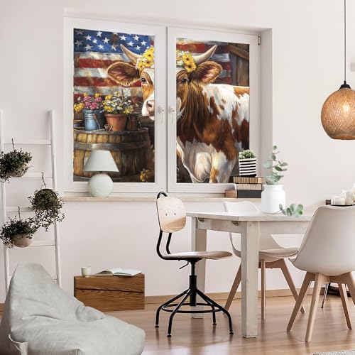 Vinilo decorativo para ventana Abstract Barn Cow 17.7x23.6 in x2 miniatura 5