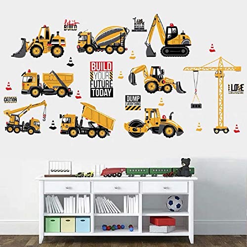 WandSticker4U®- Wandtattoo BAGGER Kinder I Wandbilder: 85x44 cm I Wandsticker Kinderzimmer Junge Baustelle Baumaschinen Traktor Fahrzeuge LKW Auto Aufkleber I Wand Deko für Jungenzimmer - Image 5