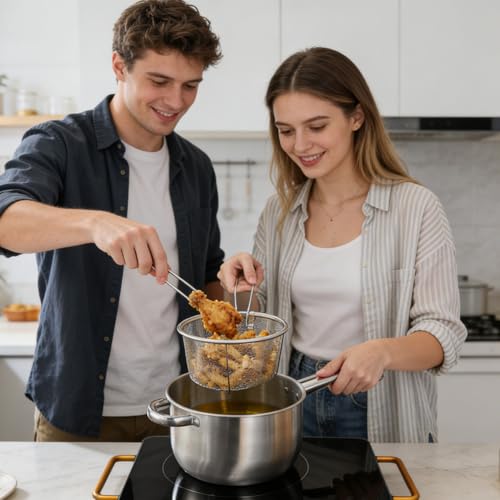 Poêle antiadhésive en acier inoxydable pour induction et camping