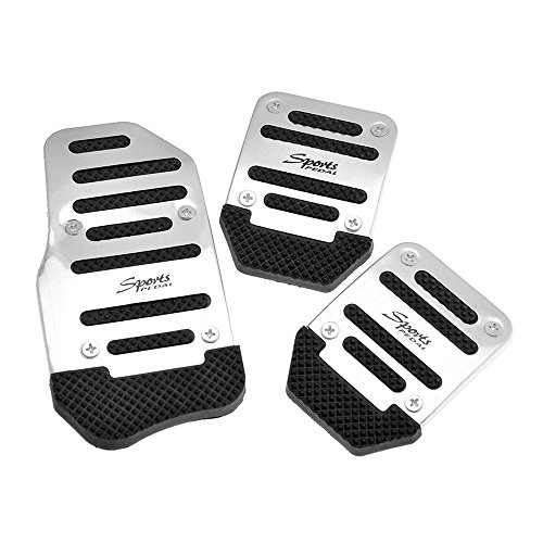 Fundas de pedal de antideslizantes, de aleación de aluminio para coche manual y automático, estilo deportivo, color plateado