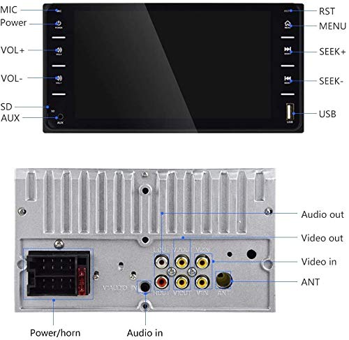 Double Din Car Stereo Radio 7 Inch Touch Screen Bluetooth FM Radio Receiver with USB AUX-in Port Support Smart Phone Mirror Link + Mini 4 LEDs Backup Camera for Toyota Corolla