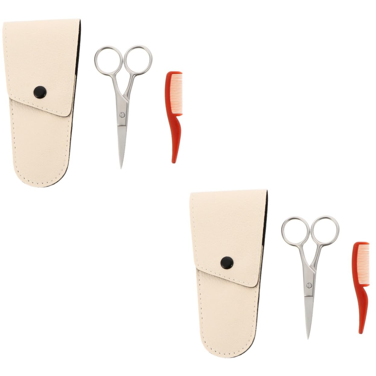 Ipetboom 2 Sets Pcs Beard Comb Set Beard Grooming Kit Stainless Steel Nose Hair Clippers Scissor Eyebrow Trimmer