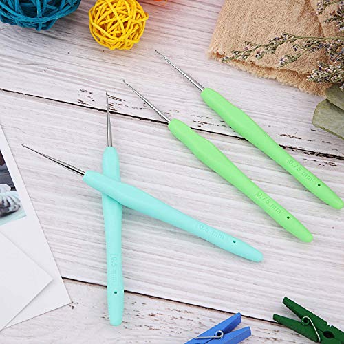 Image of WILLBOND 4 Pcs Dreadlock Crochet Hooks, 0.5 mm 0.75 mm, Green, Mint Green