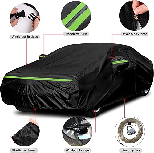 Image of Waterproof Car Covers Replace for 2007-2025 Nissan Versa /Note, 6 Layers All Weather Custom-fit Car Cover with Zipper Door & Windproof Bands for Snow Rain Dust Hail Protection (Versa)