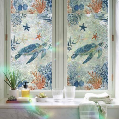 Película para ventana vinilo estático azul 23.6x59 pulgadas miniatura 3