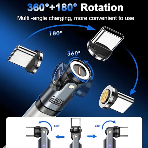 Image of ZORBES PD 240W Fast Charger Adapter, Type C Male to Type C Female Converter, Magnetic Adapter with Flexible Swivel, Aluminum Alloy Housing, Universal Fit for Laptops, Tablets, Phones and Power Banks