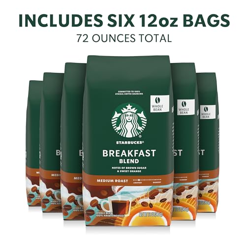 Starbucks Whole Bean Coffee Breakfast Blend Medium Roast, 6 Bags 12 oz - image 2