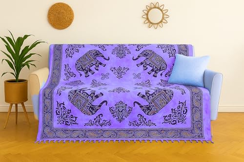 o-day Telo Mare Matrimoniale Cotone Etnico - Telo Mare Grande 240x220cm - Coperta Da Spiaggia XXL Artigianale Multifunzione (Intrecci Orientali, Viola Amatista)