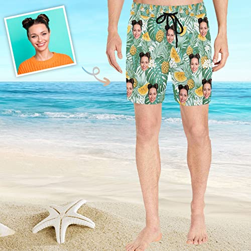 Custom Funny Swim Shorts with Faces Customized Gifts Mens Swim Trunks Wife Girlfriend Photos Beach Board Short for Me2