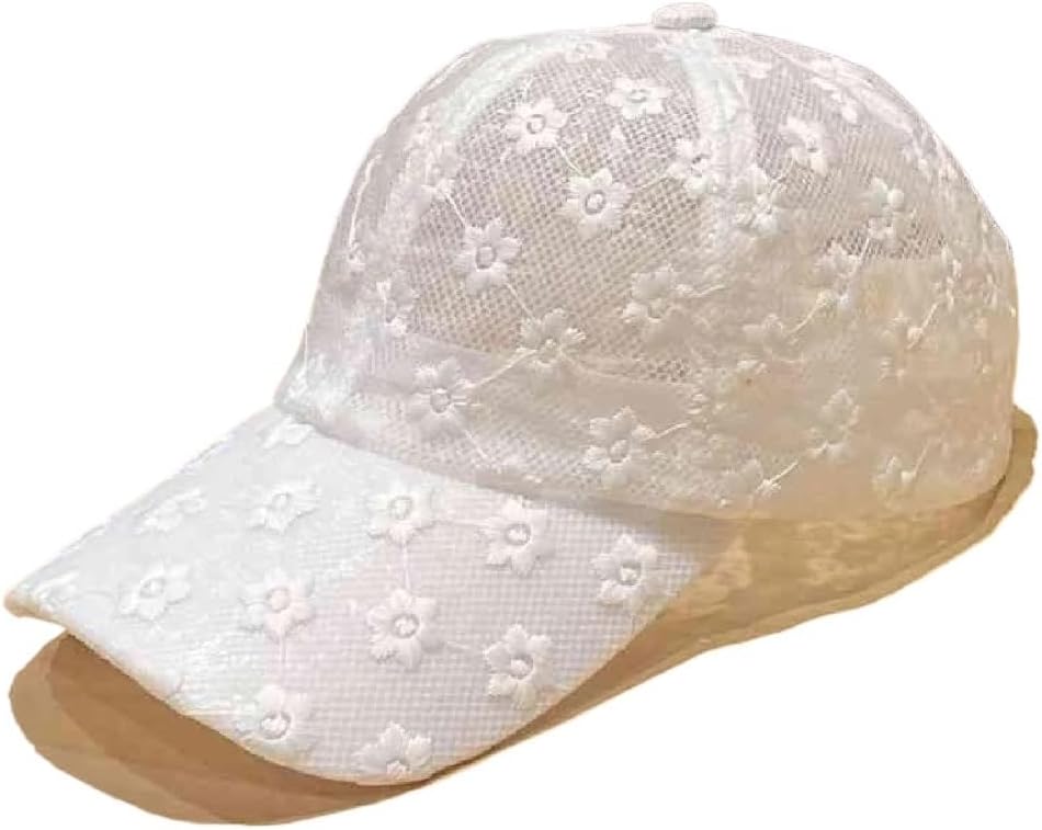 Women Lace Flower Baseball Cap Breathable Mesh Floral Sun Hat Girls Casual Adjustable Visor Caps