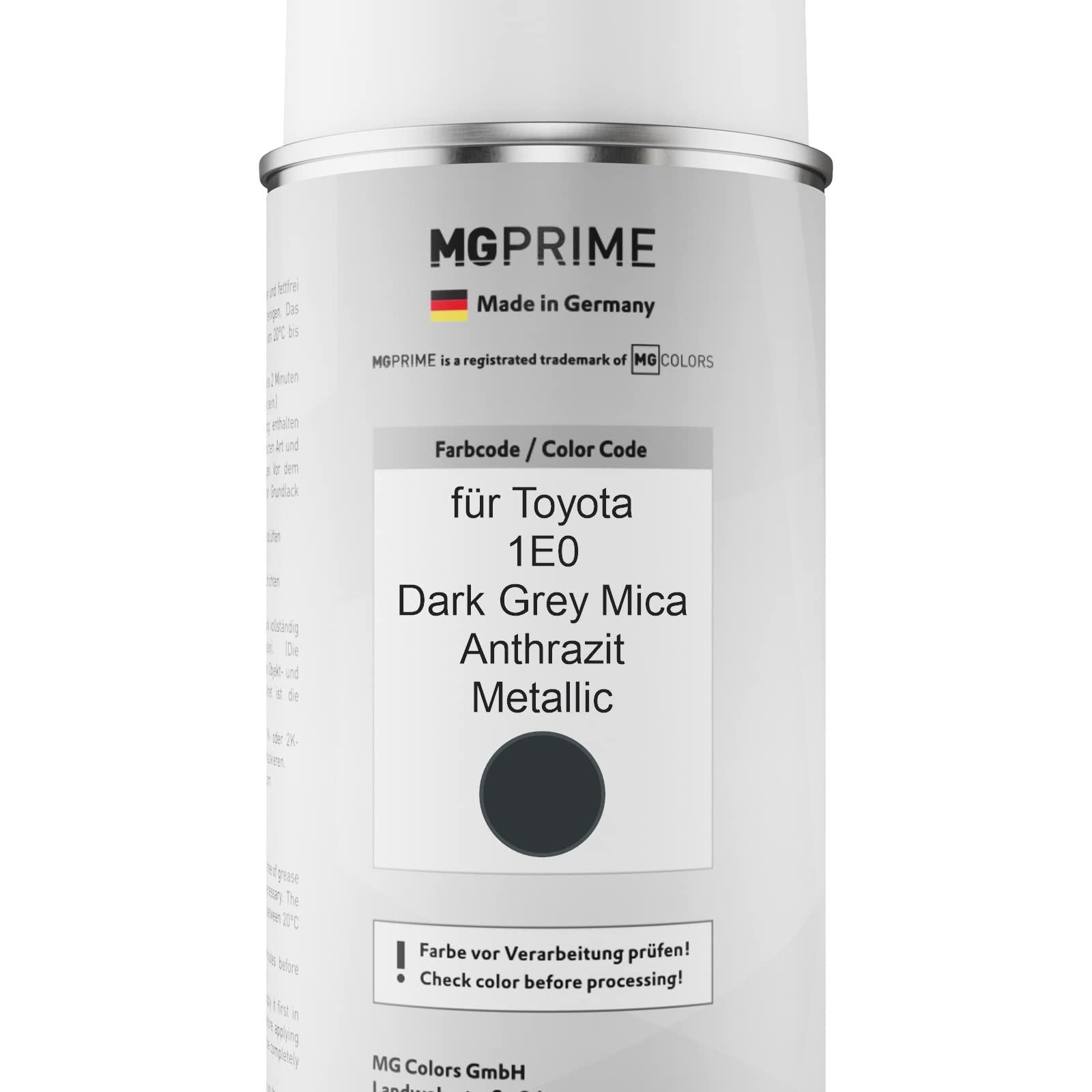 MG PRIME Vernice per auto Kit bombolette spray 2K per Toyota 1E0 Dark Grey Mica/Flint Mica Bomboletta a spruzzo vernice di base 2 componenti vernice trasparente