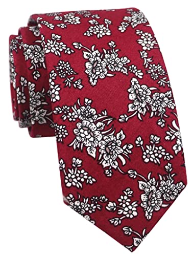 Image of Elfeves Men's Skinny Solid Color Tie Causal Cotton Linen Narrow Slim cut Necktie