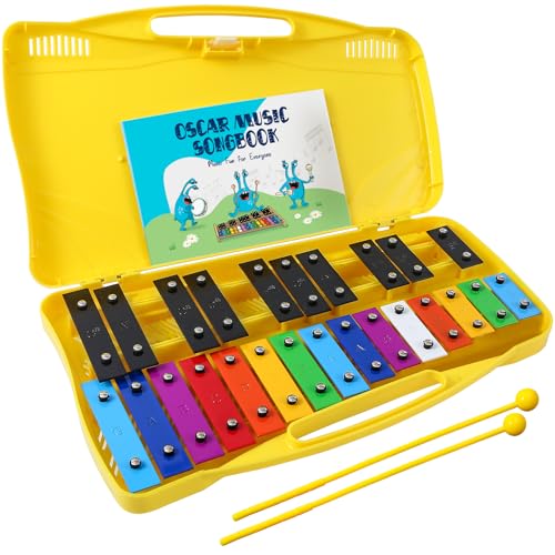 MINIARTIS Glockenspiel Xylophone | 25 Note Colorful Metal Keys Xylophone for Kids | Percussion Musical Instrument | Educational Music Toy Includes...